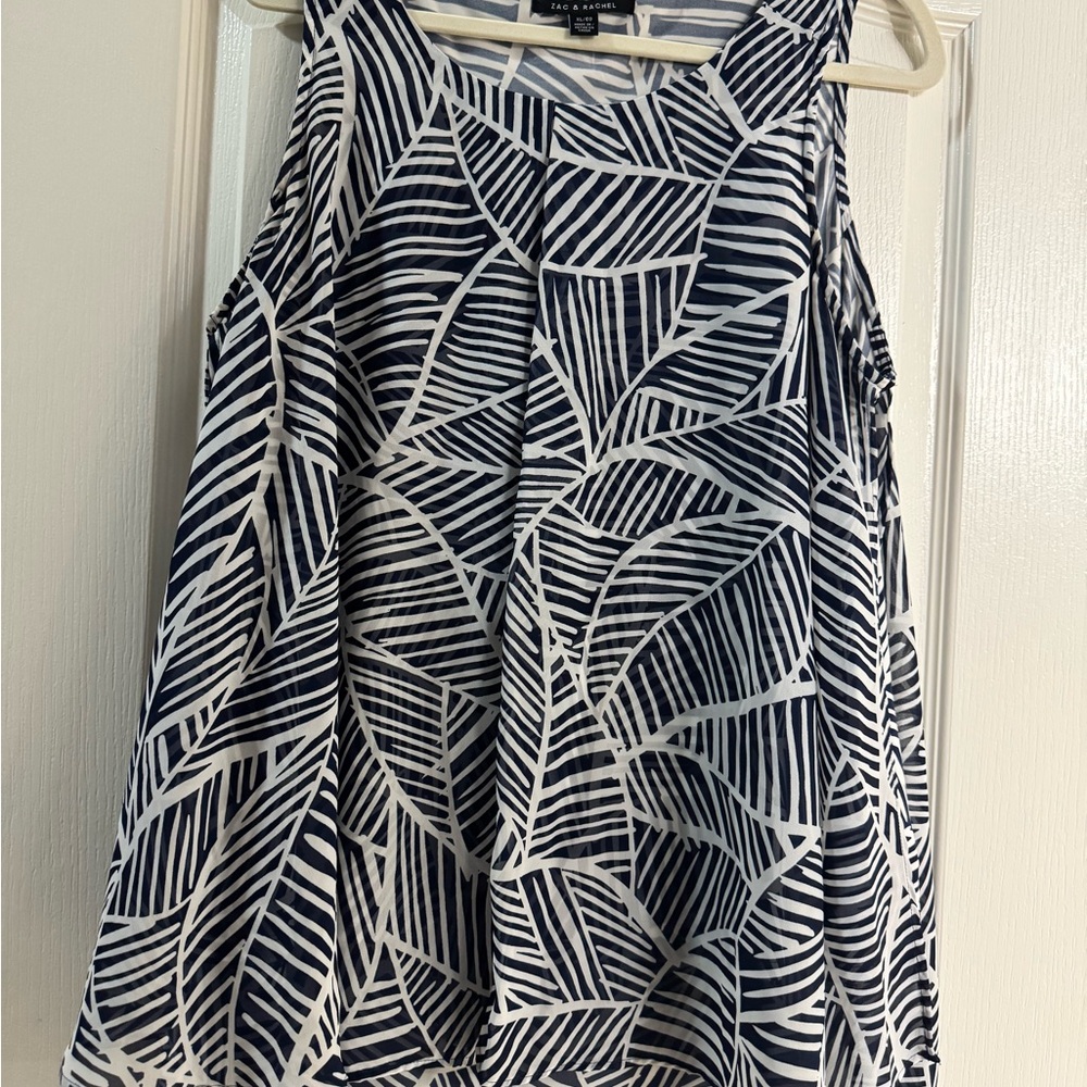 Zac & Rachel Navy and White Geometric Blouse